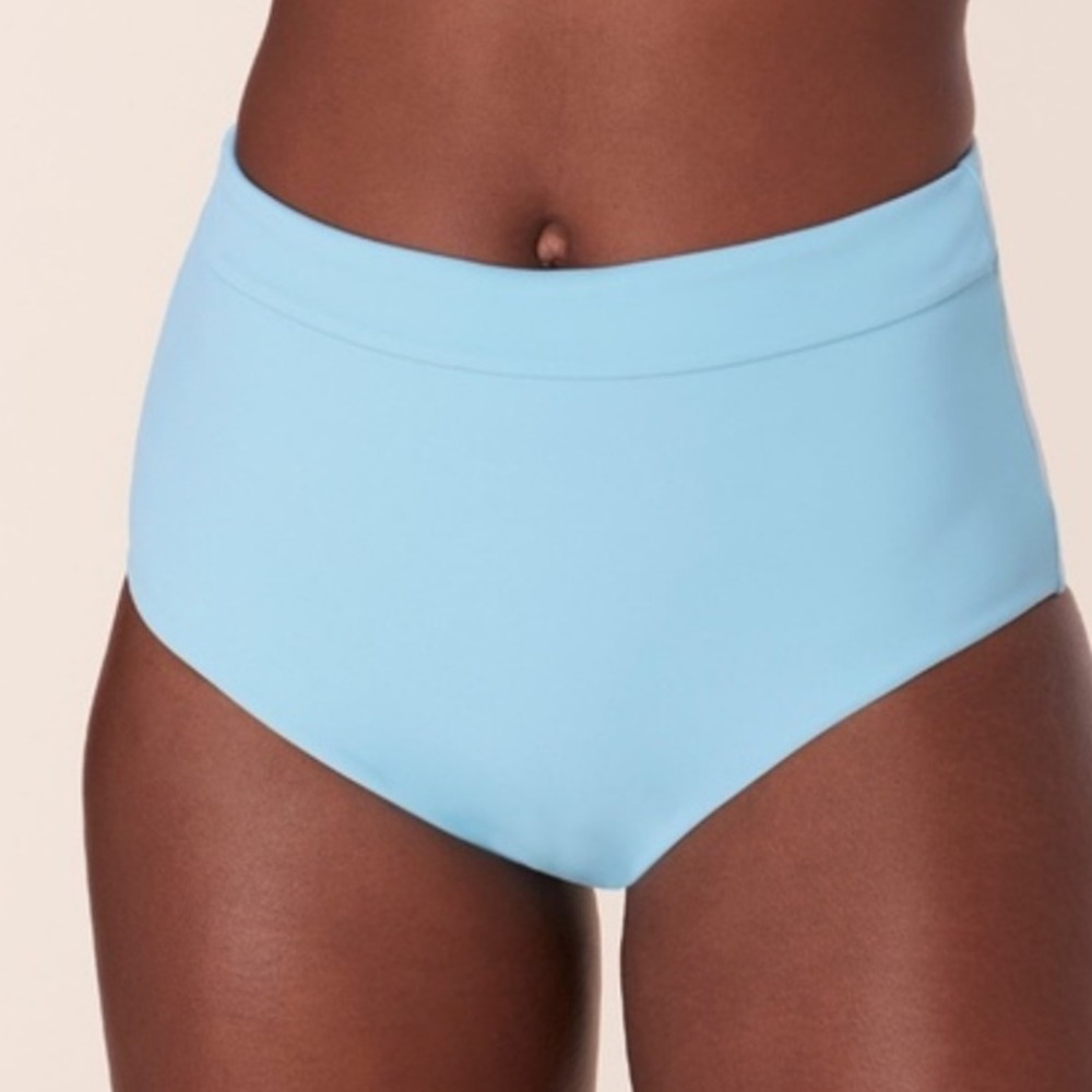 Andie Wide Band High Waisted Bikini‎ Bottom Hydrangea Blue Sz S NWOT